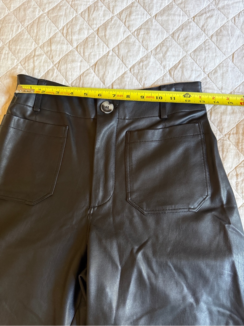 Maeve by Anthropologie Black Faux-Leather Wide-Leg Colette Pants Size 27P - Picture 5 of 6